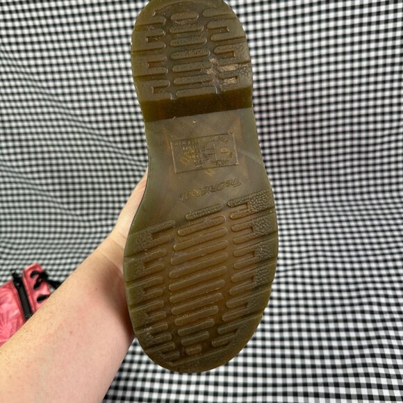 Dr Martens Vtg 14 Eye Jewel Pink Red Holographic Double Zipper Combat Boots US 5 - Picture 5 of 6